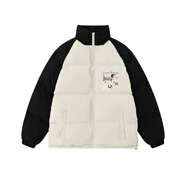 YNWWGW打底衫面包棉襖棉衣服加厚棉服保暖外套馬甲夾克日韓森女 C米白色拼黑色 M