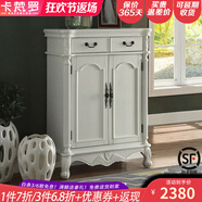 卡梵羅（KAFANLUO） 美式鞋柜實(shí)木三四門(mén)五門(mén)對開(kāi)門(mén)鞋柜復古實(shí)木地中海彩繪歐式雕花 象牙白實(shí)木兩門(mén)86*38*110cm