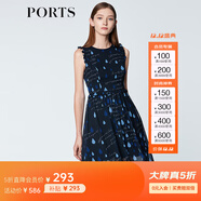 PORTS寶姿商場(chǎng)同款 新品女裝甜美木耳邊裝飾無(wú)袖連衣裙SN8D027HPP022 丈青 M (6)