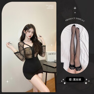 內衣性感透視包臀裙蕾絲純欲睡衣火辣女激情套裝8796 性感鏤空連身裙黑+黑絲襪 均碼