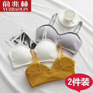 俞兆林【2件裝】小胸聚攏無(wú)鋼圈少女內衣女學(xué)生吊帶小清新背心ins潮裹胸美背文胸罩  （2件灰色）螺紋WX 均碼（85-130斤）
