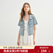 獨束大碼女裝假日波嬉吊帶連衣裙短袖牛仔套裝長(cháng)裙子夏季出游出片 淺牛仔藍（牛仔外套） XL （尺碼：3）