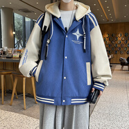 美特斯邦威（Meters Bonwe）青少年初中學(xué)生裝立領(lǐng)夾克男孩春秋季棒球服上衣大童休閑運動(dòng)外套 k63藍色 L 建議(100-115)斤左右