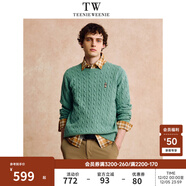 Teenie Weenie小熊男裝秋冬針織衫圓領(lǐng)絞花毛衣男女同款毛衣多巴胺穿搭秋裝羊毛 綠色 S