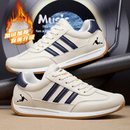 熱血喬丹品牌斷碼男鞋秋冬季阿甘鞋防水皮面加絨保暖棉鞋運動(dòng)鞋軟底跑步鞋 qd622-1棉鞋米色 加絨 41