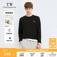 Teenie Weenie小熊男裝簡(jiǎn)約風(fēng)長(cháng)袖T恤秋冬純色休閑寬松打底衫 黑色 M 170