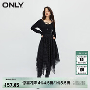 ONLY秋冬淑女氣質(zhì)收腰U領(lǐng)中長(cháng)款紗裙連衣裙女|123407010 H1Z 黑色BLACK XS 155/76A