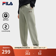 FILA 斐樂(lè )情侶款男女長(cháng)褲25秋冬季新款休閑寬松收口運動(dòng)褲子加絨保暖 綠卡其色-DK S 165/76A/S