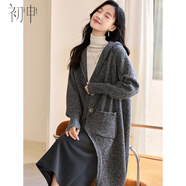 初申秋冬針織開(kāi)衫女中長(cháng)款過(guò)膝連帽保暖慵懶風(fēng)毛衣外套S54Z110