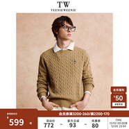 Teenie Weenie小熊男裝秋冬針織衫圓領(lǐng)絞花毛衣男女同款毛衣多巴胺穿搭秋裝羊毛 米色 2XL