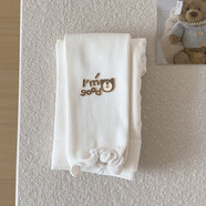 桑紀（SANGJI）秋冬兒童木耳卷打底褲不加絨印花高彈女童緊身褲九分 白色211金色小熊 3-6月 (M) 適用于身高90-105cm的嬰幼兒