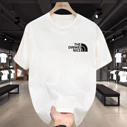 瑾天夏季新款純棉短袖T恤男士運動(dòng)休閑涼感圓領(lǐng)寬松情侶百搭半袖 白色 S (80-105斤)