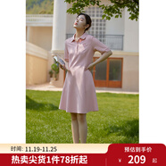 獨束【長(cháng)短可選】大碼女裝POLO領(lǐng)連衣裙夏新款微胖mm遮肉顯瘦 粉色(dy) 2XL