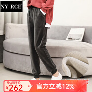 NY-RCE金絲絨運動(dòng)褲女秋冬季加絨加厚外穿棉褲寬松顯瘦休閑褲束腳衛褲子 【羊羔絨】新灰色 加厚 2XL