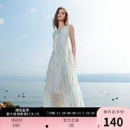 三彩2025夏季新款萊賽爾連衣裙圓領(lǐng)系帶背心裙寬松長(cháng)裙M 冰川藍花卉 S 155/80A