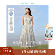 茵曼（INMAN）法式碎花高級感2025夏女新款休閑中長(cháng)吊帶連衣裙子 月藍色吊帶裙 S