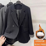 韓版內膽加白鴨絨西裝羽絨服女冬2025新款小個(gè)子挽袖氣質(zhì)毛呢外套 黑色（羽絨內膽） M  （90-120斤）