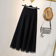 大碼女裝胖mm秋冬2025新款小個(gè)子半身裙顯瘦遮肚針織蕾絲a字傘裙 黑色版別致甜辣很仙的上衣設計感女小眾正肩女t恤法式 L L100-120斤