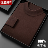 恒源祥羊毛衫男士半高領(lǐng)毛衣春秋薄款針織長(cháng)袖t恤精紡打底衫 【深褐色】冬季 厚款 S 165【建議100-120斤】
