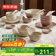 京東京造 碗盤(pán)餐具整套 碗具筷子碟子套裝喬遷之喜陶瓷 羅馬假日34頭