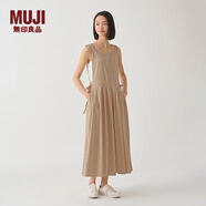 無(wú)印良品（MUJI） IDEE 女式 平紋 連體裙 女裝連衣裙裙子春季 無(wú)袖可疊穿 背心裙 米色 M 155/80A