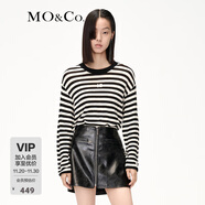MO&Co.針織衫美麗諾綿羊毛條紋圓領(lǐng)落肩袖寬松長(cháng)袖上衣MC織嘜摩安珂 黑白條色-第2批 S 160