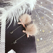 祥源昌華水木手工制作可愛(ài)貂皮球長(cháng)耳環(huán)14K金填充耳環(huán)沒(méi)有穿耳夾的婦女 淺卡其質(zhì)耳釘一對