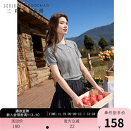 三彩大碼女裝2025秋款Polo領(lǐng)短袖針織衫蝴蝶結絞花胖MM 大象灰 2XL 175/100B