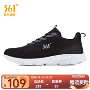 361°361度男鞋秋冬季新款跑步鞋網(wǎng)面休閑運動(dòng)鞋 烏黑色/361度白 39