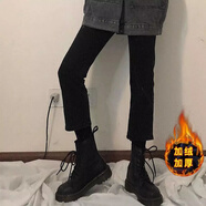 NYCKJK加絨24150矮小個子秋冬搭配馬丁靴短褲鉛筆褲小腳褲煙管黑色黑 黑色(鎖邊)加絨九分 29-建議109-118斤 均碼