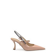 Mach & Mach女士高跟鞋輕便舒適透氣時(shí)尚尖頭細跟后絆帶亮面通勤約會(huì )尖頭鞋 中性色 40