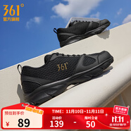 361°運動鞋男鞋秋冬季透氣網(wǎng)面跑鞋黑色通勤輕質(zhì)戶外慢跑步鞋 曜石黑/皇冠金【透氣網(wǎng)布】 43