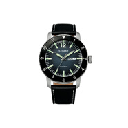 西鐵城（CITIZEN）光動(dòng)能系列 不銹鋼光動(dòng)能手表 光能石英機芯 真皮表帶日韓表男表 藍色