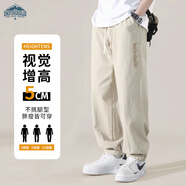 頂峰保羅（Dingfengbaoluo）日系純棉褲子男秋季潮牌刺繡寬松美式工裝休閑長(cháng)褲WH5605卡其4XL