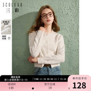 三彩獨醒冬款芝麻點(diǎn)毛衣開(kāi)衫圓領(lǐng)針織衫泡泡袖毛衫寬松女 米白色 XL 170/92A