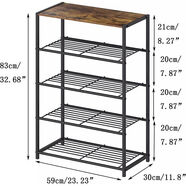 家世比鞋架家用門(mén)口多層簡(jiǎn)易鞋柜2025新款木質(zhì)鐵藝收納架子出租房用 升級加固加寬五層-黑色