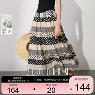 三彩【100棉】2025夏季新款民族風(fēng)幾何印花半身裙松緊高腰A字裙M