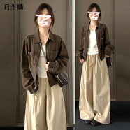 月半晴（YUEBANQING）春季穿搭美式復古休閑牛仔外套女早春季2026新款長(cháng)袖工裝夾克上衣 外套【外套女春秋款/小香風(fēng)/韓系 45/55kg M