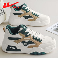 回力男鞋2025秋冬新款潮流復古加絨百搭休閑鞋子男學(xué)生運動(dòng)板鞋男 米綠棕【高幫加絨款】 44