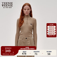 Teenie Weenie小熊女裝簡(jiǎn)約風(fēng)冬澳洲美麗諾羊毛亨利領(lǐng)打底針織毛衣 淺卡其色 S 160