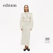 edition毛織裙女2025冬季新款雙層翻領(lǐng)立裁露背羊毛長(cháng)款連衣裙 米白色 M