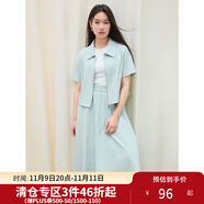獨(dú)束大碼女裝短袖拉鏈開衫半身裙套裝2025夏季新品通勤時(shí)尚兩件套 湖水藍(lán)-半身裙 L （尺碼：2）