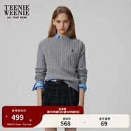 Teenie Weenie小熊毛衣女春季簡(jiǎn)約運動(dòng)綿羊毛圓領(lǐng)絞花針織毛衣女 灰色 S