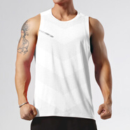 溫以嘉T恤男士專(zhuān)業(yè)跑步背心籃球運動(dòng)坎肩馬拉松田徑套裝健身訓練服上衣 白色 0002背心 XL碼【適合150-160斤】