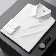 襯衫長(cháng)袖男春秋季商務(wù)休閑免燙抗皺男士襯衣外套長(cháng)袖 BLWD-C501-白色長(cháng)袖 M 38M碼