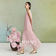 生活在左【林棲作品】真絲無(wú)袖連衣裙手繡釘珠2026早春裙子女 粉色 S