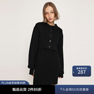 moussy&sly新品簡(jiǎn)約歐美風(fēng)兩件套短款針織連衣裙030HSM73-0210 黑色020 M 00002/M