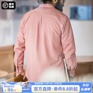 馬登工裝 美式休閑立體色織長(cháng)袖襯衫男秋季潮流小千鳥(niǎo)格純棉休閑襯衣 珊瑚紅 2XL