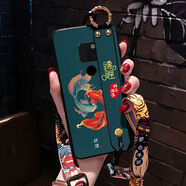 原奘華為mate70手機殼60pro+外殼40保護套30斜挎20真皮50rs全包新國風(fēng) 松石綠[錦鯉]送斜挎掛繩+全屏保護膜 華為 Mate 30