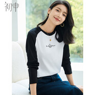 初申春秋長(cháng)袖T恤女撞色拼接休閑簡(jiǎn)約百搭圓領(lǐng)打底衫上衣S143T2023